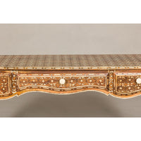 Louis XV Style Anglo Console Table with Three Drawers and Bone Inlay
