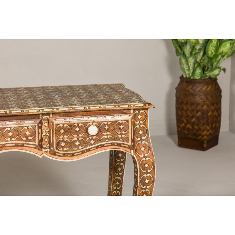 Louis XV Style Anglo Console Table with Three Drawers and Bone Inlay-YN8003-7. Asian & Chinese Furniture, Art, Antiques, Vintage Home Décor for sale at FEA Home