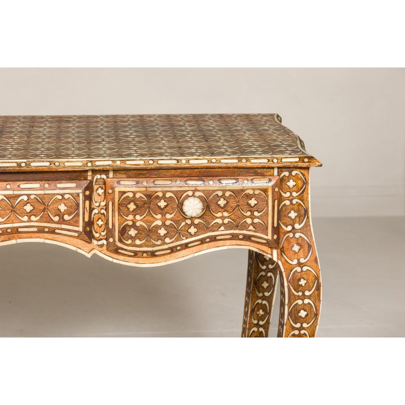 Louis XV Style Anglo Console Table with Three Drawers and Bone Inlay-YN8003-8. Asian & Chinese Furniture, Art, Antiques, Vintage Home Décor for sale at FEA Home