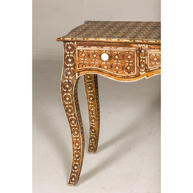 Louis XV Style Anglo Console Table with Three Drawers and Bone Inlay-YN8003-9. Asian & Chinese Furniture, Art, Antiques, Vintage Home Décor for sale at FEA Home