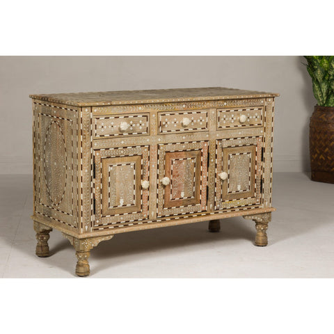Anglo Style Mango Wood Buffet with Geometric Bone Inlay-YN8005-15. Asian & Chinese Furniture, Art, Antiques, Vintage Home Décor for sale at FEA Home