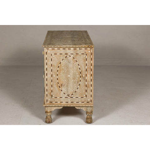Anglo Style Mango Wood Buffet with Geometric Bone Inlay-YN8005-20. Asian & Chinese Furniture, Art, Antiques, Vintage Home Décor for sale at FEA Home