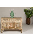 Anglo Style Mango Wood Buffet with Geometric Bone Inlay-3. Asian & Chinese Furniture, Art, Antiques, Vintage Home Décor for sale at FEA Home