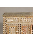 Anglo Style Mango Wood Buffet with Geometric Bone Inlay-5. Asian & Chinese Furniture, Art, Antiques, Vintage Home Décor for sale at FEA Home