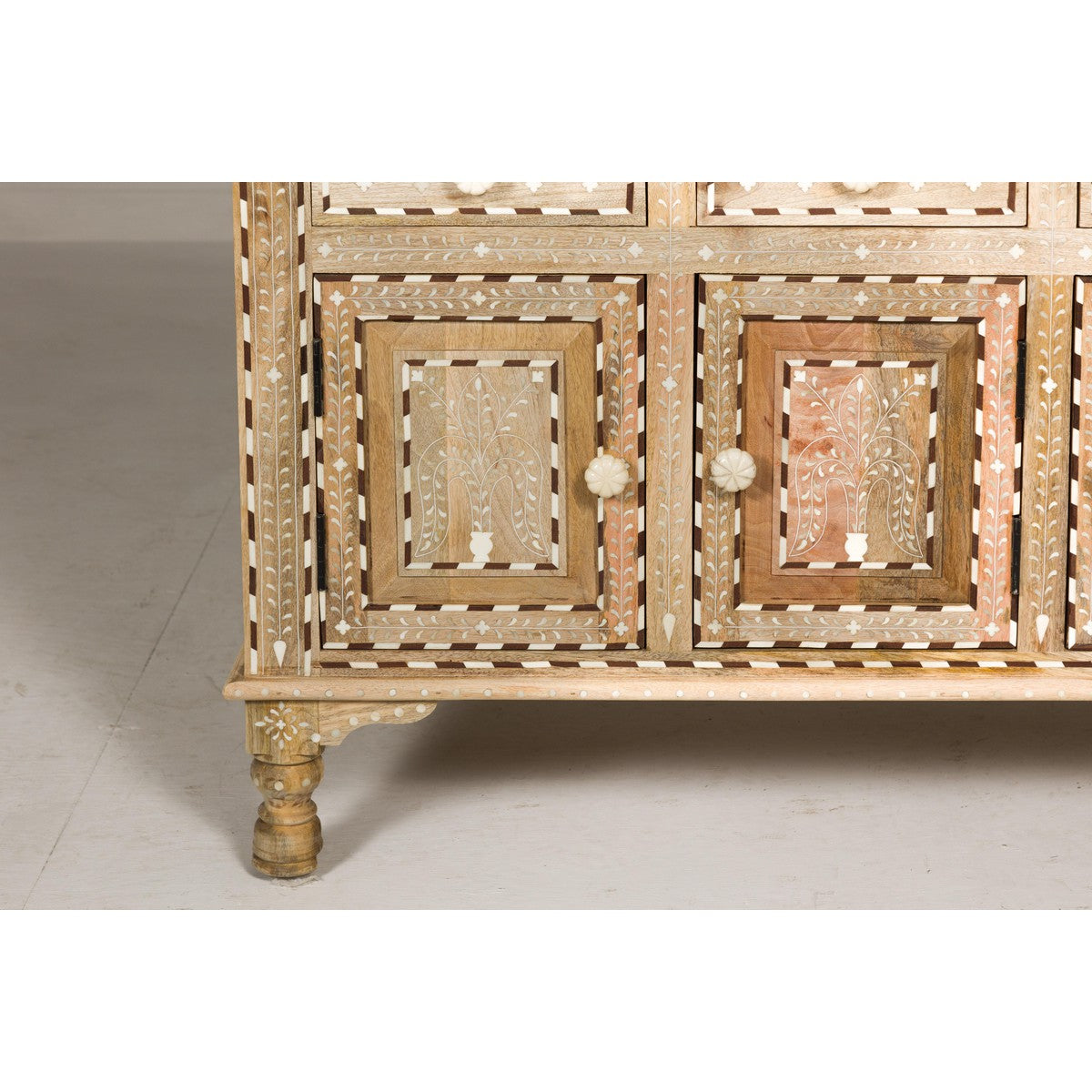 Anglo Style Mango Wood Buffet with Geometric Bone Inlay-7. Asian &amp; Chinese Furniture, Art, Antiques, Vintage Home Décor for sale at FEA Home