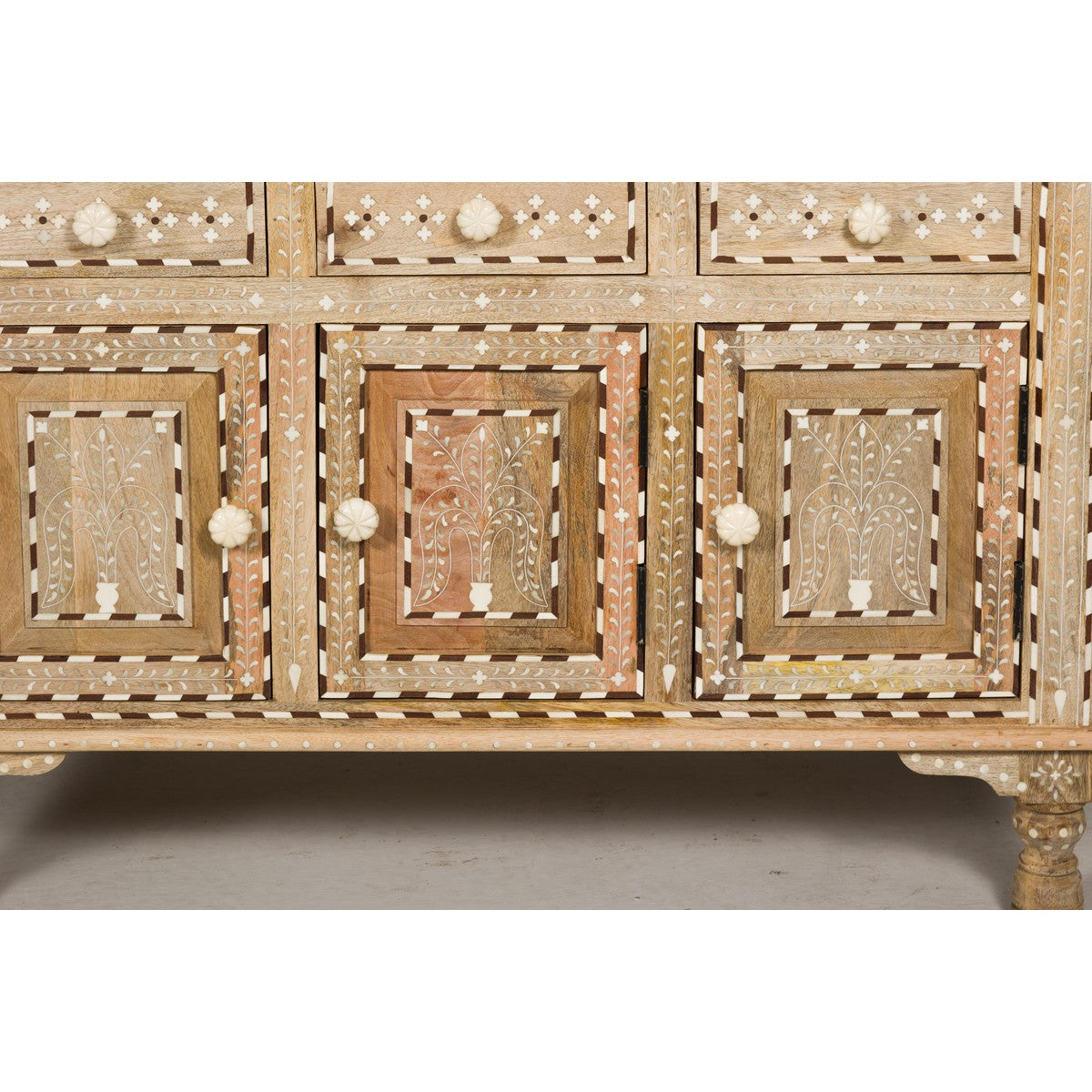 Anglo Style Mango Wood Buffet with Geometric Bone Inlay-8. Asian &amp; Chinese Furniture, Art, Antiques, Vintage Home Décor for sale at FEA Home