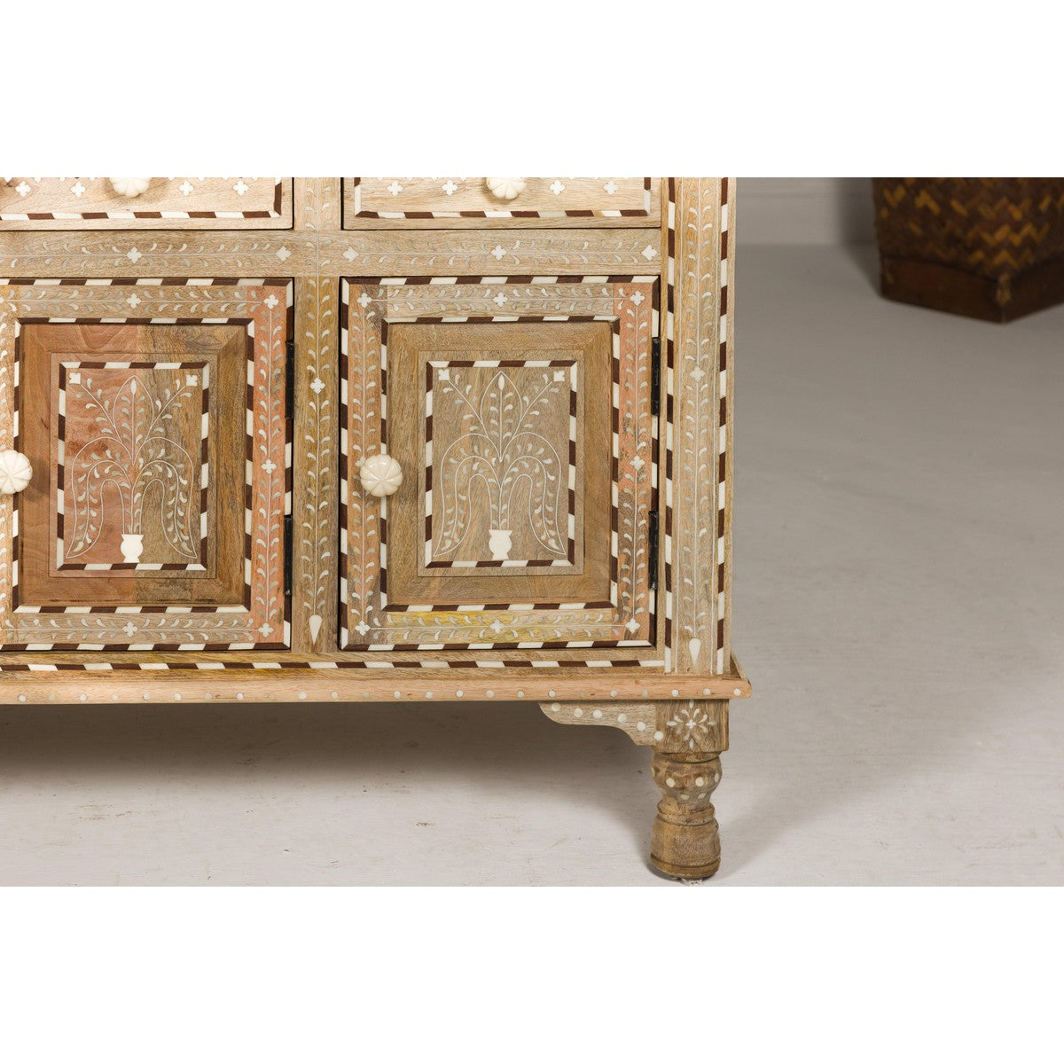 Anglo Style Mango Wood Buffet with Geometric Bone Inlay-9. Asian &amp; Chinese Furniture, Art, Antiques, Vintage Home Décor for sale at FEA Home
