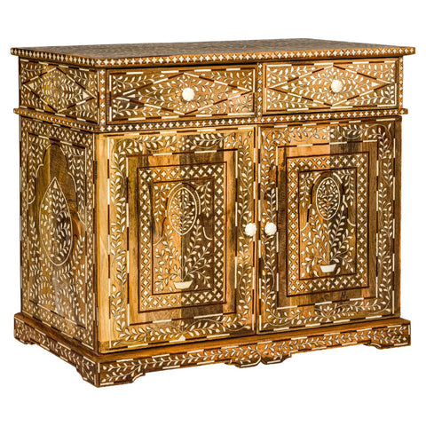 Anglo Style Mango Wood and Bone Inlay Two-Drawer over Two Door Buffet-YN8009-1. Asian & Chinese Furniture, Art, Antiques, Vintage Home Décor for sale at FEA Home