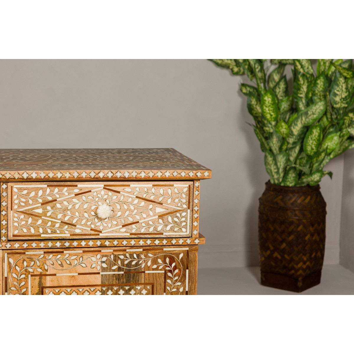 Anglo Style Mango Wood and Bone Inlay Two-Drawer over Two Door Buffet-5. Asian &amp; Chinese Furniture, Art, Antiques, Vintage Home Décor for sale at FEA Home
