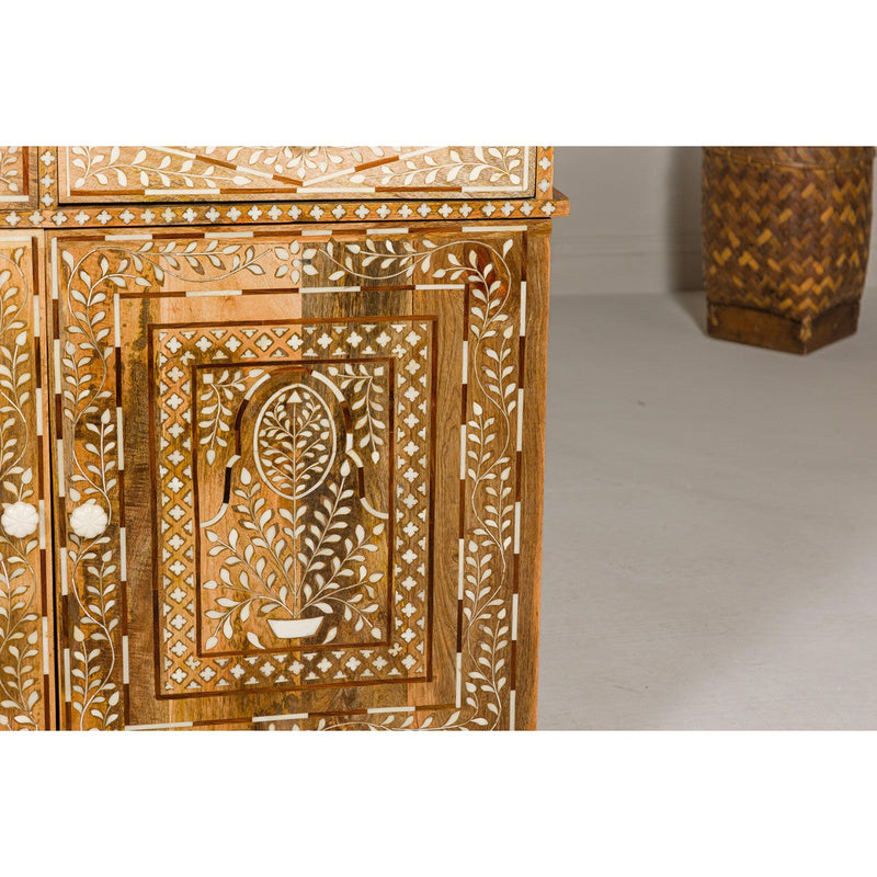 Anglo Style Mango Wood and Bone Inlay Two-Drawer over Two Door Buffet-YN8009-7. Asian & Chinese Furniture, Art, Antiques, Vintage Home Décor for sale at FEA Home