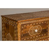 Anglo Indian Style Mango Wood Chest with Four Drawers and Floral Bone Inlay-YN8013-11. Asian & Chinese Furniture, Art, Antiques, Vintage Home Décor for sale at FEA Home