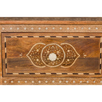 Anglo Indian Style Mango Wood Chest with Four Drawers and Floral Bone Inlay-YN8013-8. Asian & Chinese Furniture, Art, Antiques, Vintage Home Décor for sale at FEA Home