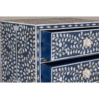 Blue and White Anglo Style Inlaid Mother of Pearl Tall Chest