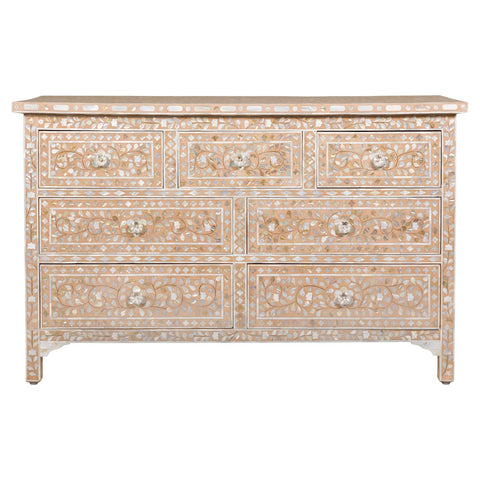 Anglo Style Soft Pink Dresser with Floral Themed Mother-of-Pearl Inlay-YN8016-1. Asian & Chinese Furniture, Art, Antiques, Vintage Home Décor for sale at FEA Home