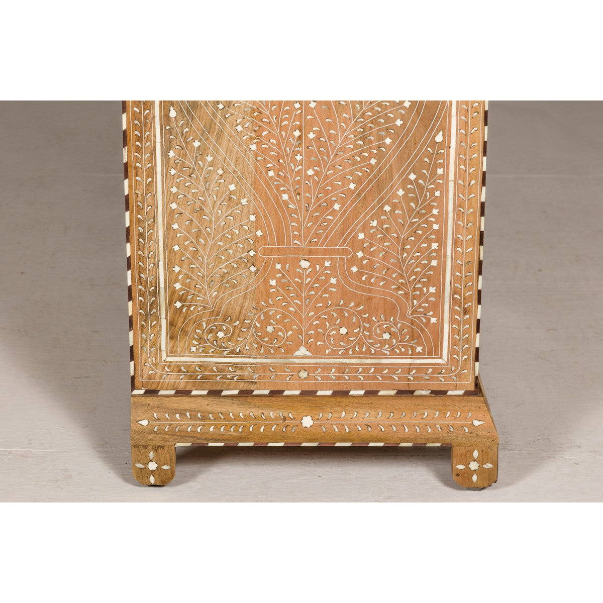 Anglo Style Narrow Cabinet with Foliage-Themed Bone Inlaid Décor-16. Asian &amp; Chinese Furniture, Art, Antiques, Vintage Home Décor for sale at FEA Home