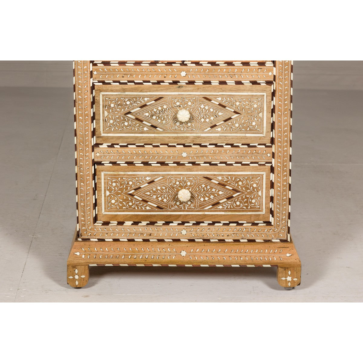 Anglo Style Narrow Cabinet with Foliage-Themed Bone Inlaid Décor-7. Asian &amp; Chinese Furniture, Art, Antiques, Vintage Home Décor for sale at FEA Home