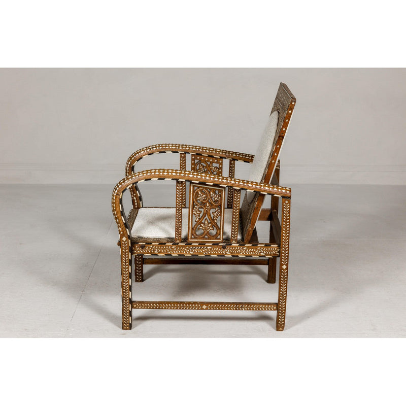 Anglo Style Bone Inlaid Armchair with Folding Back and Loop Arms-YN8019-11. Asian & Chinese Furniture, Art, Antiques, Vintage Home Décor for sale at FEA Home