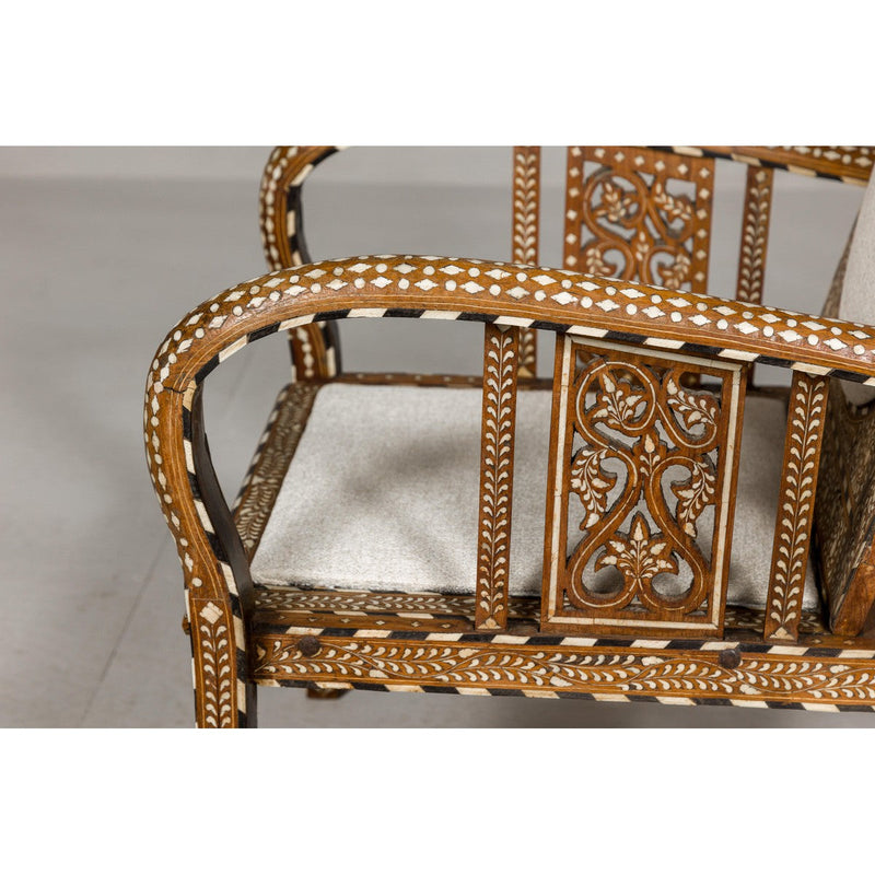 Anglo Style Bone Inlaid Armchair with Folding Back and Loop Arms-YN8019-13. Asian & Chinese Furniture, Art, Antiques, Vintage Home Décor for sale at FEA Home