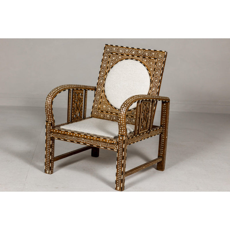 Anglo Style Bone Inlaid Armchair with Folding Back and Loop Arms-YN8019-15. Asian & Chinese Furniture, Art, Antiques, Vintage Home Décor for sale at FEA Home