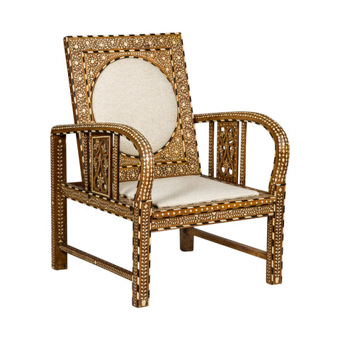 Anglo Style Bone Inlaid Armchair with Folding Back and Loop Arms-YN8019-16. Asian & Chinese Furniture, Art, Antiques, Vintage Home Décor for sale at FEA Home