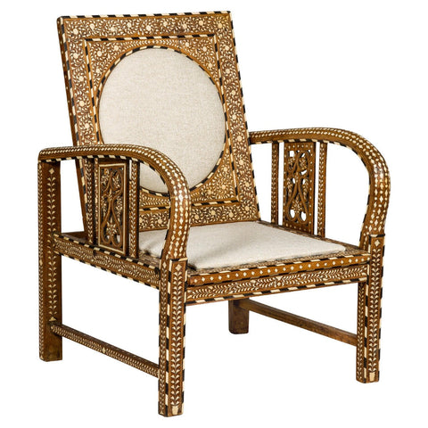 Anglo Style Bone Inlaid Armchair with Folding Back and Loop Arms-YN8019-1. Asian & Chinese Furniture, Art, Antiques, Vintage Home Décor for sale at FEA Home