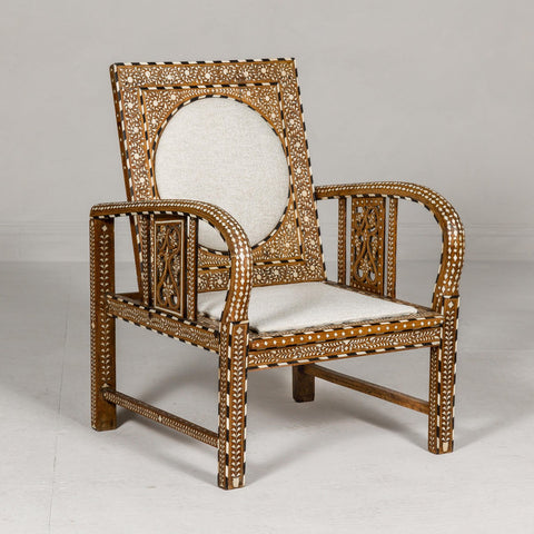 Anglo Style Bone Inlaid Armchair with Folding Back and Loop Arms-YN8019-2. Asian & Chinese Furniture, Art, Antiques, Vintage Home Décor for sale at FEA Home