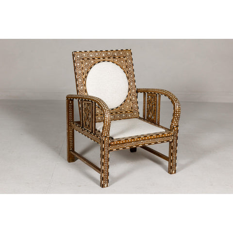 Anglo Style Bone Inlaid Armchair with Folding Back and Loop Arms-YN8019-3. Asian & Chinese Furniture, Art, Antiques, Vintage Home Décor for sale at FEA Home