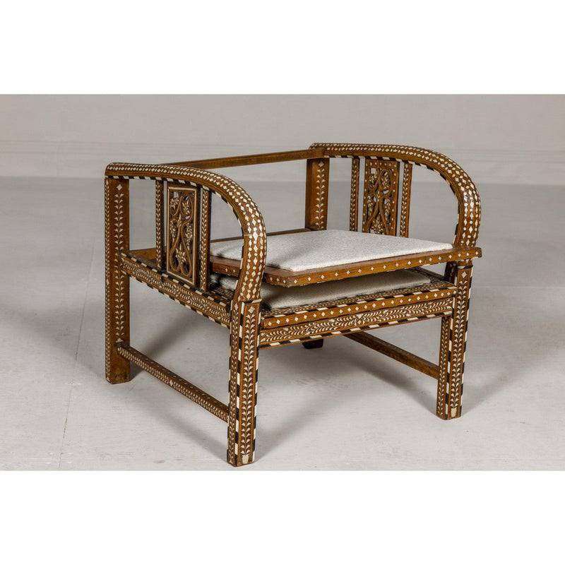 Anglo Style Bone Inlaid Armchair with Folding Back and Loop Arms-YN8019-7. Asian & Chinese Furniture, Art, Antiques, Vintage Home Décor for sale at FEA Home