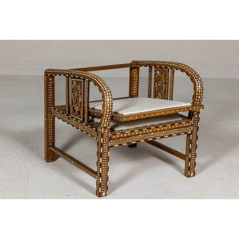Anglo Style Bone Inlaid Armchair with Folding Back and Loop Arms-YN8019-7. Asian & Chinese Furniture, Art, Antiques, Vintage Home Décor for sale at FEA Home