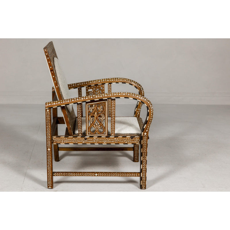 Anglo Style Bone Inlaid Armchair with Folding Back and Loop Arms-YN8019-8. Asian & Chinese Furniture, Art, Antiques, Vintage Home Décor for sale at FEA Home