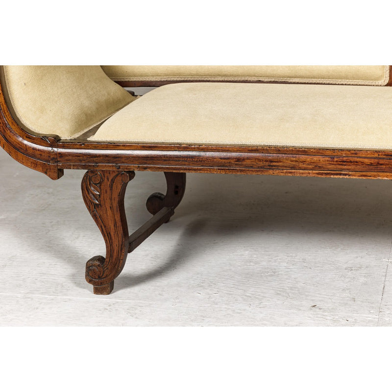 Dutch Colonial Wooden Settee with Carved Crest and Out-Scrolling Arms-YN8022-7. Asian & Chinese Furniture, Art, Antiques, Vintage Home Décor for sale at FEA Home