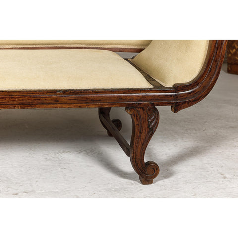 Dutch Colonial Wooden Settee with Carved Crest and Out-Scrolling Arms-YN8022-8. Asian & Chinese Furniture, Art, Antiques, Vintage Home Décor for sale at FEA Home