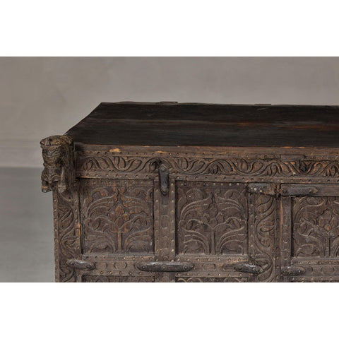 Damachiya Wedding Cabinet on Legs with Floral Motifs and Horse Heads-YN8025-12. Asian & Chinese Furniture, Art, Antiques, Vintage Home Décor for sale at FEA Home