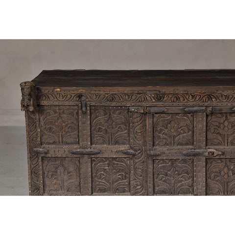 Damachiya Wedding Cabinet on Legs with Floral Motifs and Horse Heads-YN8025-7. Asian & Chinese Furniture, Art, Antiques, Vintage Home Décor for sale at FEA Home