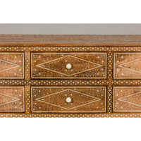 Anglo-Indian Style Mango Wood Dresser with Eight Drawers and Floral Bone Inlay-YN8033-10. Asian & Chinese Furniture, Art, Antiques, Vintage Home Décor for sale at FEA Home