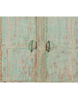 Reclaimed Wood Almirah Armoire with Weathered Green Patina and Three Shelves-10. Asian & Chinese Furniture, Art, Antiques, Vintage Home Décor for sale at FEA Home