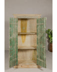 Reclaimed Wood Almirah Armoire with Weathered Green Patina and Three Shelves-14. Asian & Chinese Furniture, Art, Antiques, Vintage Home Décor for sale at FEA Home