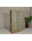 Reclaimed Wood Almirah Armoire with Weathered Green Patina and Three Shelves-15. Asian & Chinese Furniture, Art, Antiques, Vintage Home Décor for sale at FEA Home