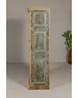Reclaimed Wood Almirah Armoire with Weathered Green Patina and Three Shelves-20. Asian & Chinese Furniture, Art, Antiques, Vintage Home Décor for sale at FEA Home