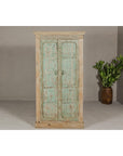Reclaimed Wood Almirah Armoire with Weathered Green Patina and Three Shelves-2. Asian & Chinese Furniture, Art, Antiques, Vintage Home Décor for sale at FEA Home