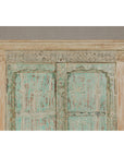 Reclaimed Wood Almirah Armoire with Weathered Green Patina and Three Shelves-5. Asian & Chinese Furniture, Art, Antiques, Vintage Home Décor for sale at FEA Home