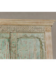 Reclaimed Wood Almirah Armoire with Weathered Green Patina and Three Shelves-9. Asian & Chinese Furniture, Art, Antiques, Vintage Home Décor for sale at FEA Home