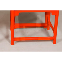 "The Lava Chair", Yoke Back Armchairs with Custom Deep Orange Lacquer, a Pair