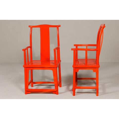 "The Lava Chair", Yoke Back Armchairs with Custom Deep Orange Lacquer, a Pair-YN8048-13. Asian & Chinese Furniture, Art, Antiques, Vintage Home Décor for sale at FEA Home