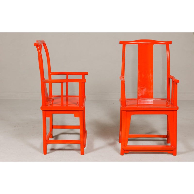 "The Lava Chair", Yoke Back Armchairs with Custom Deep Orange Lacquer, a Pair-YN8048-7. Asian & Chinese Furniture, Art, Antiques, Vintage Home Décor for sale at FEA Home