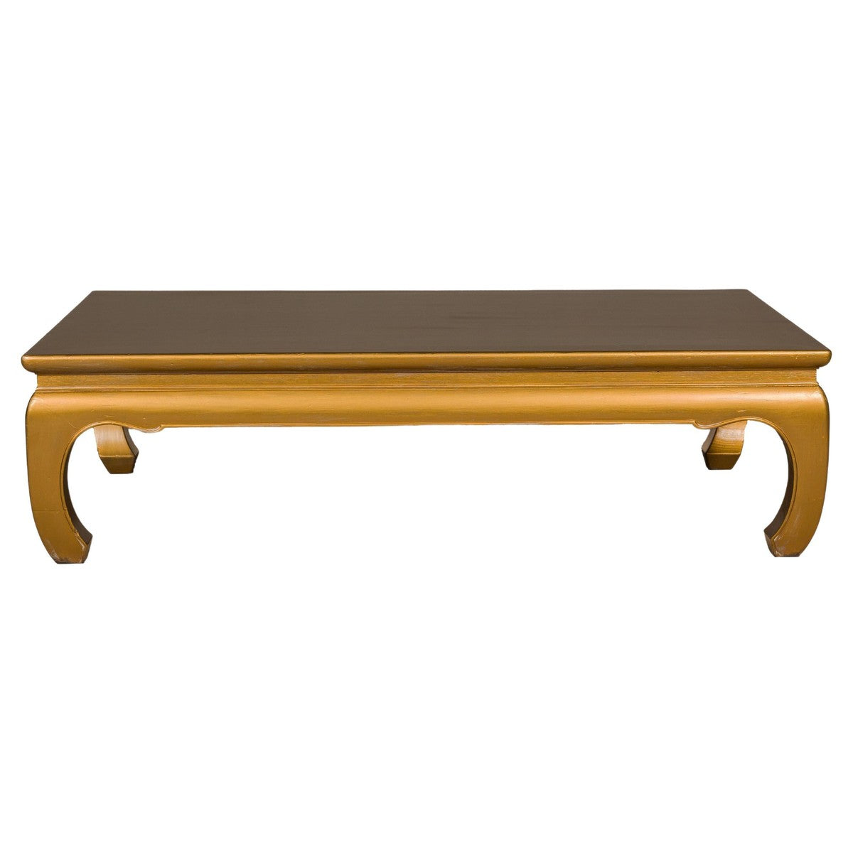 Gold Lacquered Ming Dynasty Style Chow Leg Coffee Table with Carved Apron-1. Asian & Chinese Furniture, Art, Antiques, Vintage Home Décor for sale at FEA Home