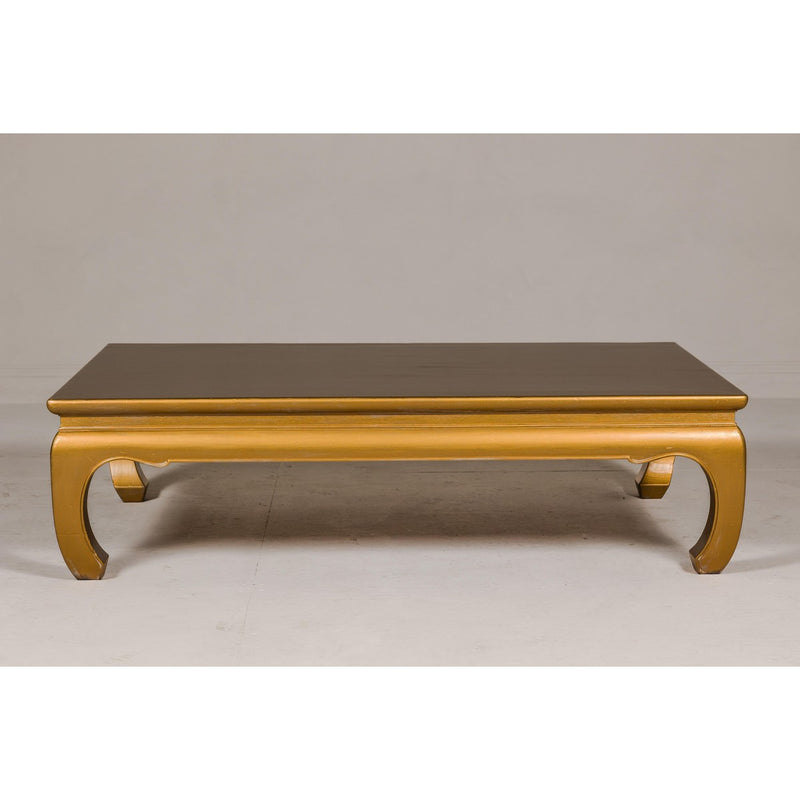 Gold Lacquered Ming Dynasty Style Chow Leg Coffee Table with Carved Apron-YN8050-3. Asian & Chinese Furniture, Art, Antiques, Vintage Home Décor for sale at FEA Home