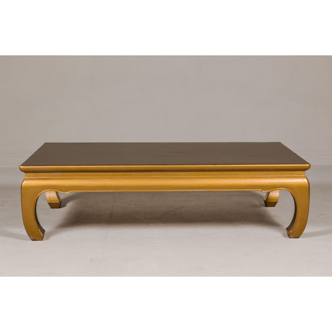 Gold Lacquered Ming Dynasty Style Chow Leg Coffee Table with Carved Apron-YN8050-3. Asian & Chinese Furniture, Art, Antiques, Vintage Home Décor for sale at FEA Home