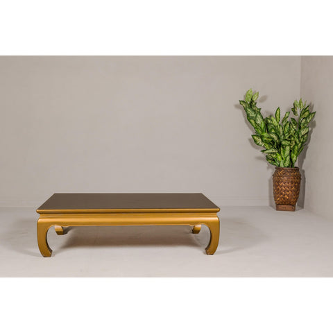 Gold Lacquered Ming Dynasty Style Chow Leg Coffee Table with Carved Apron-YN8050-4. Asian & Chinese Furniture, Art, Antiques, Vintage Home Décor for sale at FEA Home