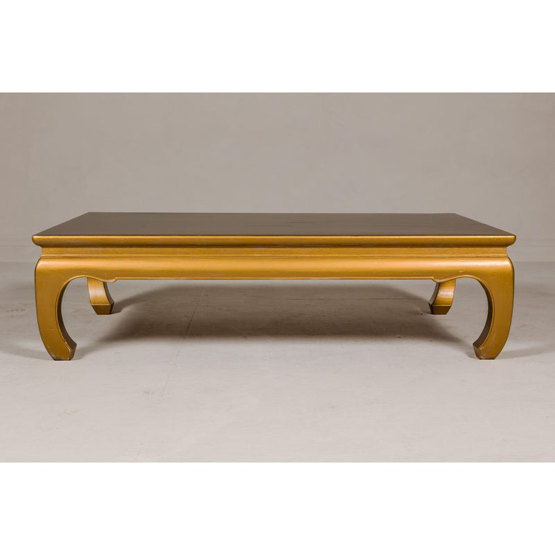 Gold Lacquered Ming Dynasty Style Chow Leg Coffee Table with Carved Apron-YN8050-5. Asian & Chinese Furniture, Art, Antiques, Vintage Home Décor for sale at FEA Home